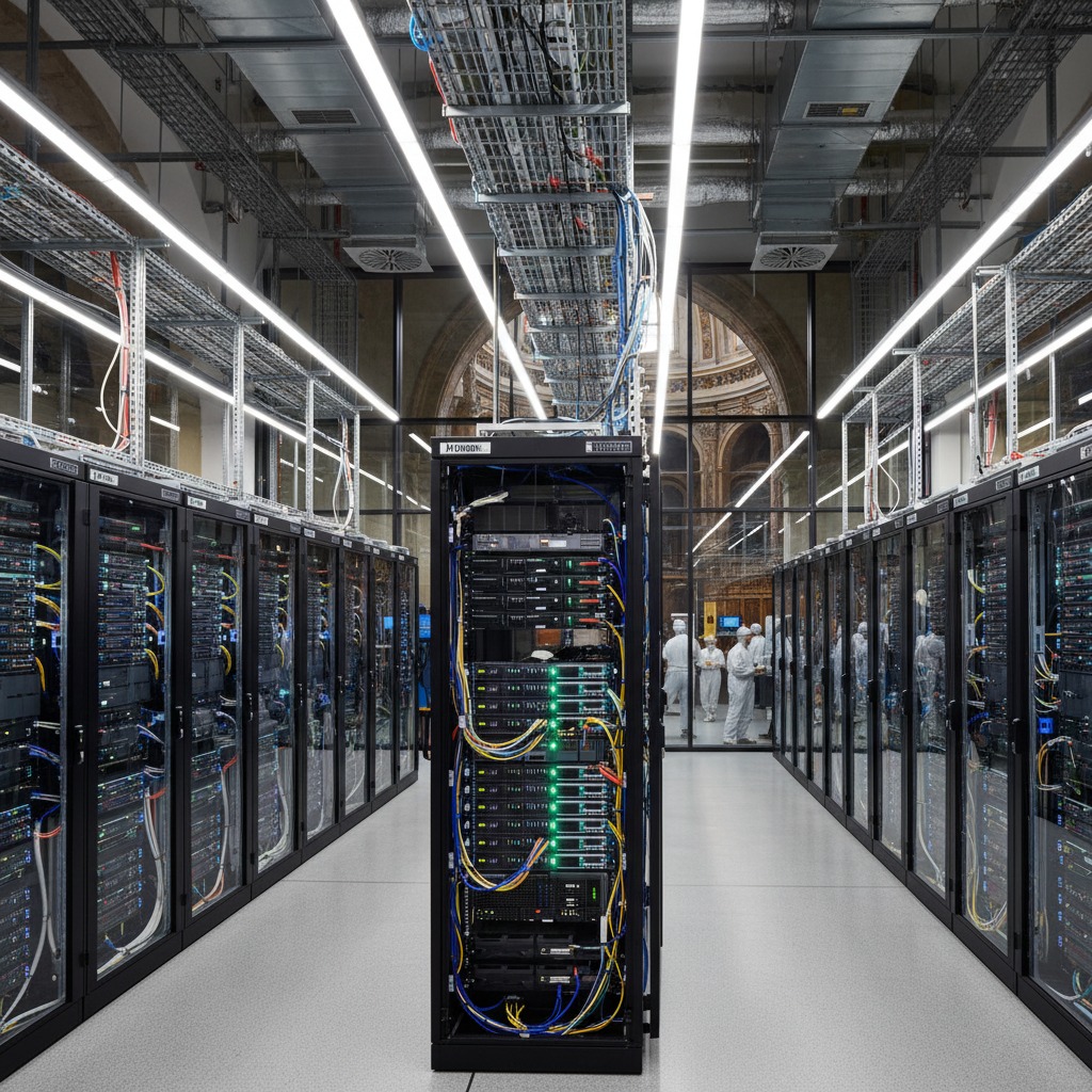 Sala de racks de alta computación del tipo Barcelona Supercomputing Center